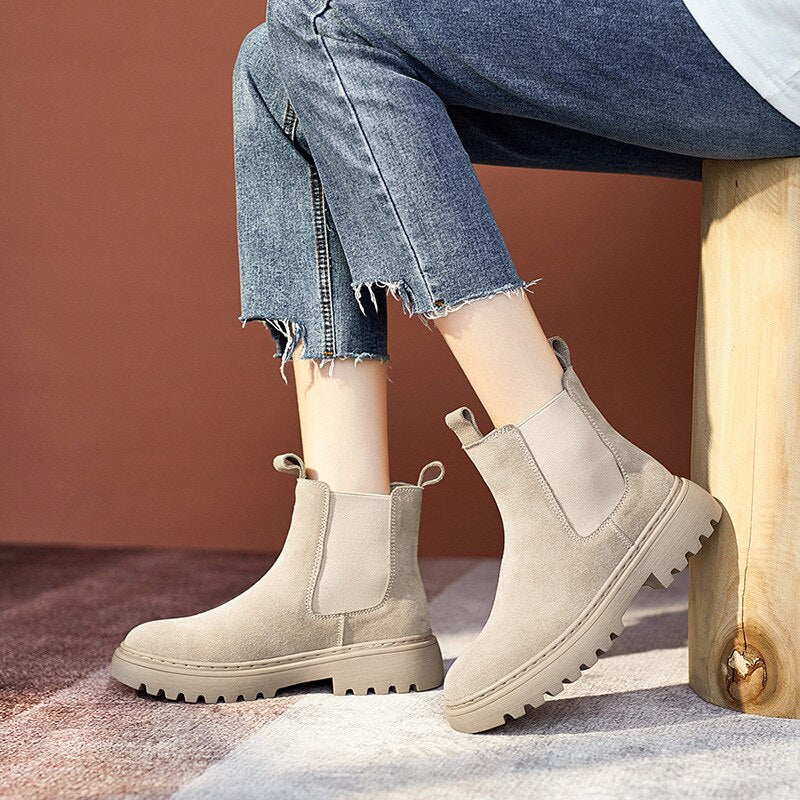 Beige Stiefeletten für Damen