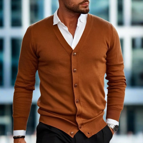 Luis - Eleganter Baumwollcardigan mit Knopfleiste